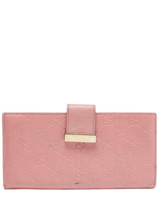 Gucci Pink Ssima Leather Flap Continental Wallet (Authentic Pre-Owned)