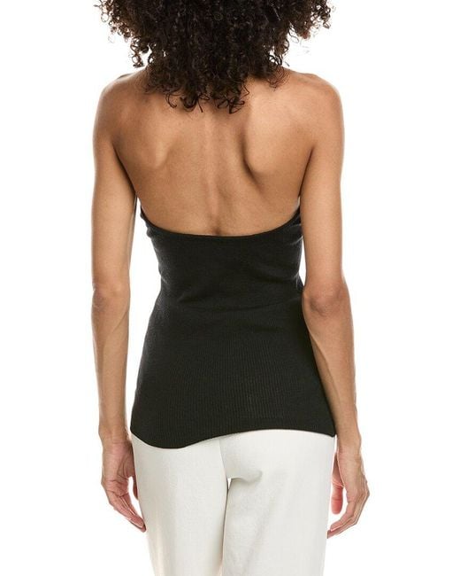 Prada Black Ribbed Wool & Silk-Blend Halter Neck Top