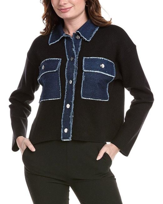 Nanette Lepore Blue Denim-Trim Jacket