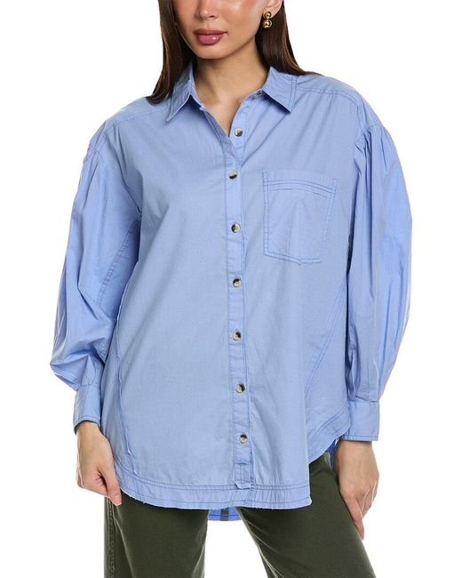 Free People Blue Happy Hour Shirt