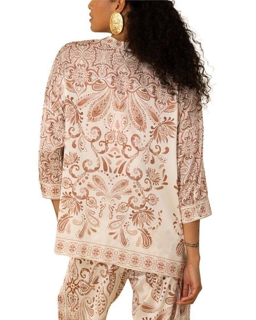 Hale Bob Natural Aleena Silk-Blend Blouse