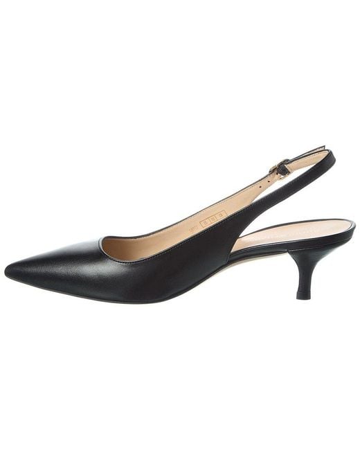 Stuart Weitzman Black Leigh 50 Leather Slingback Pump