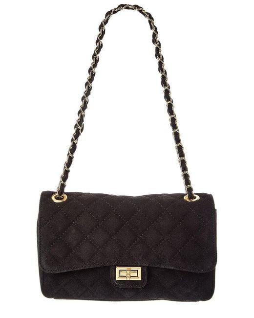 Isabella Rossetti Black Maeve Quilted Suede Crossbody