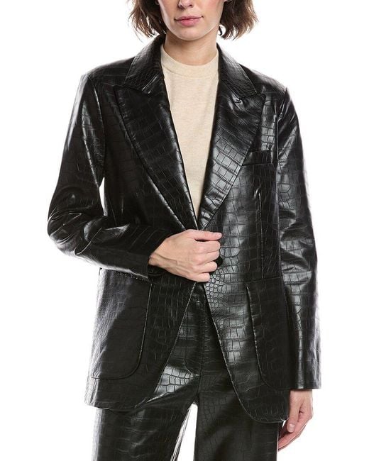 Kobi Halperin Black Rein Croc Blazer Jacket