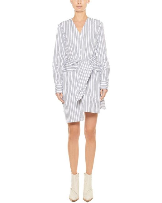 Tibi Gray Liam Stripe Shirt Mini Dress