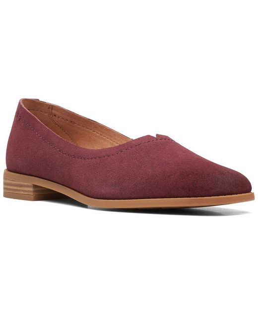 Clarks Pure Walk Leather Flat in Red | Lyst UK