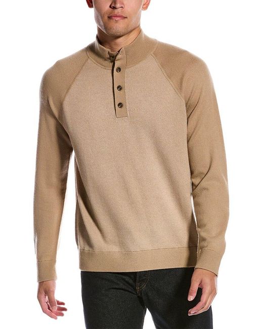 Vince Natural Birdseye Wool & Cashmere-blend Mock Sweater for men
