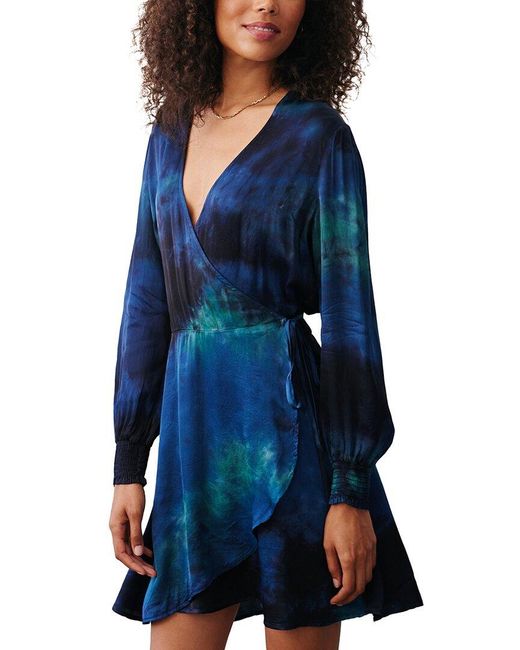 Bella Dahl Blue Wrap Front Mini Dress