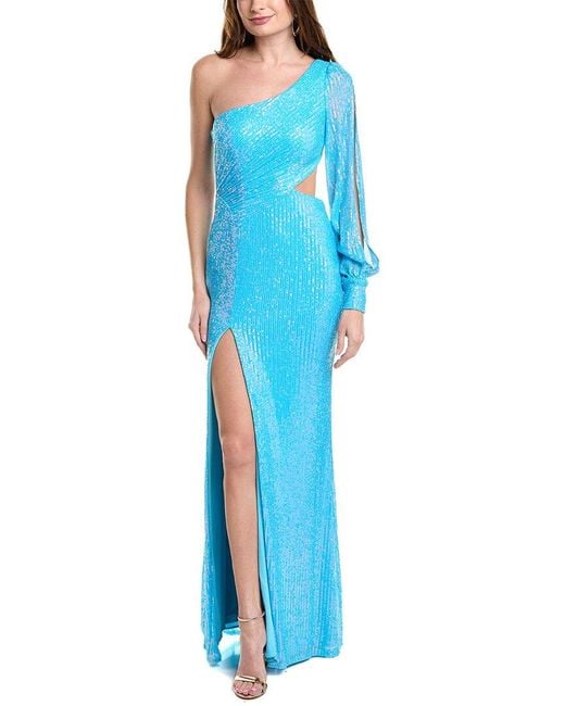 Jovani Blue One-Shoulder Sequin Gown