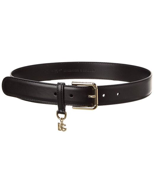 Dolce & Gabbana Black Dg Logo Charm Leather Belt