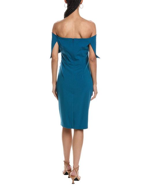 Vince Camuto Blue Off The Shoulder Solid Mini Dress