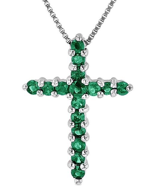 Diana M Green Fine Jewelry 14k 0.32 Ct. Tw. Emerald Cross Pendant Necklace
