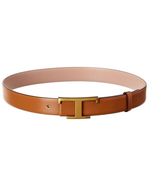 Tod's Brown Tods T Buckle Leather Belt