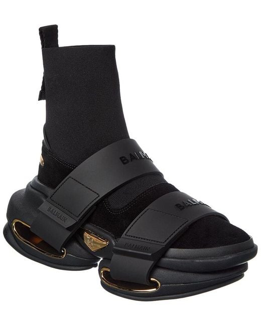 Balmain Black Bold High-Top Suede Sneaker