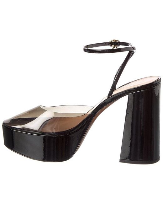 Gianvito Rossi Black Dua 70 Patent & Vinyl Platform Pump