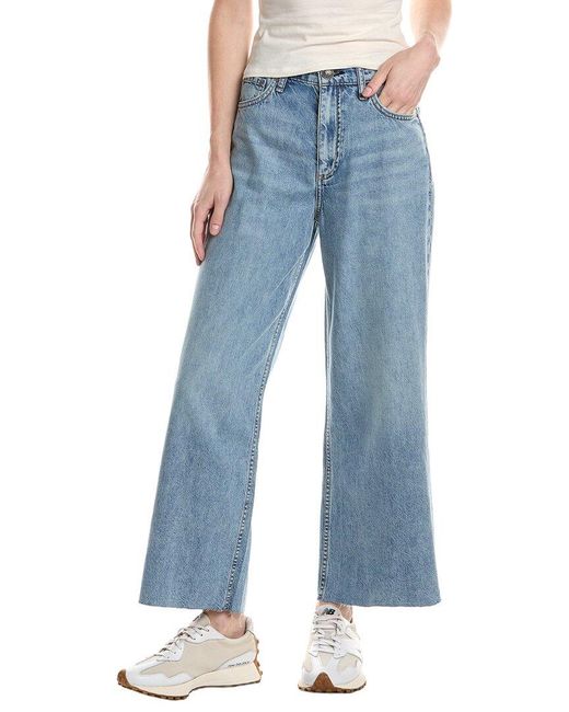 Rag & Bone Blue Featherweight Andi High Rise Ankle Wide Jean