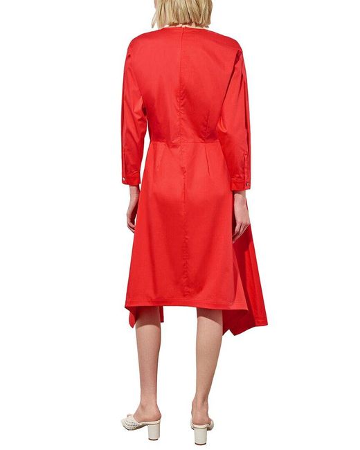 Ming Wang Red Stretch Cotton Fit & Flare Dress