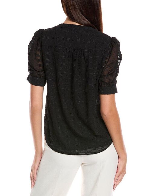Tahari Black Button Blouse