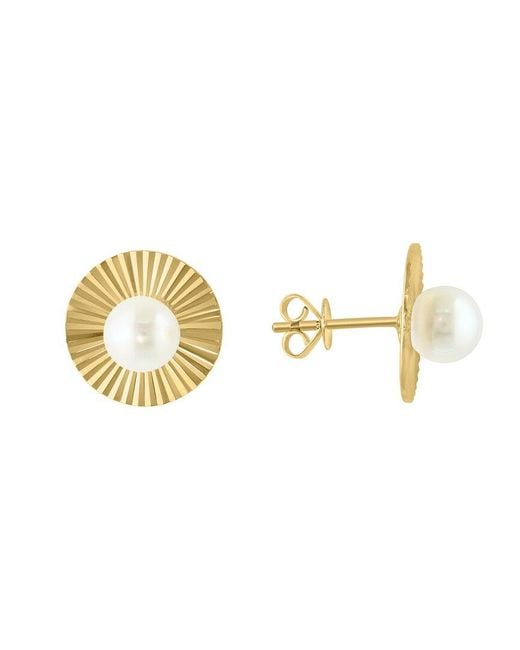 Effy Fine Jewelry Metallic 14K 6.5Mm Pearl Earrings