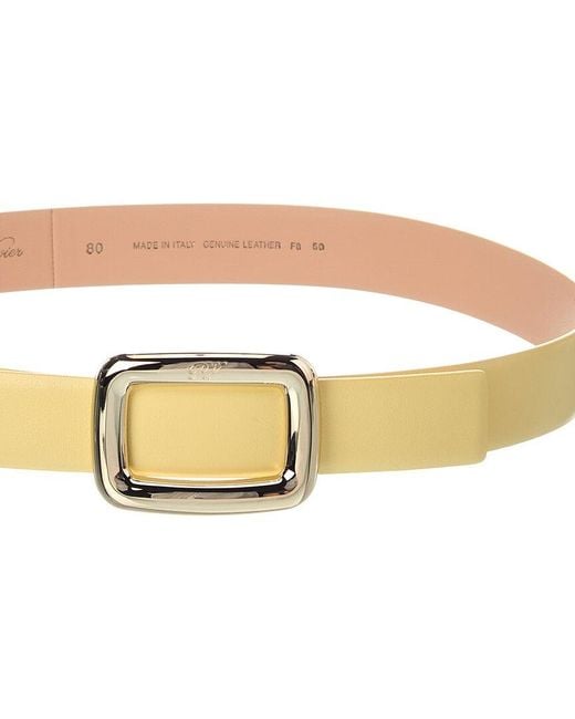 Roger Vivier White Logo Leather Belt