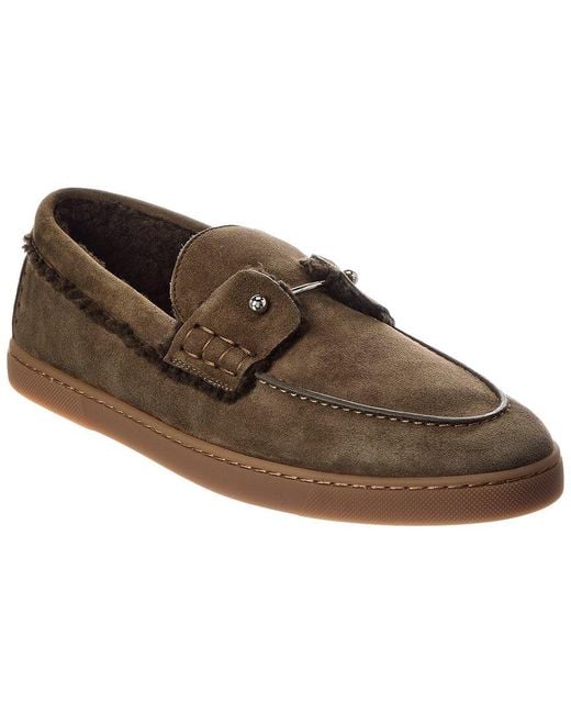 Christian Louboutin Brown Chambeliboat Suede Boat Shoe for men