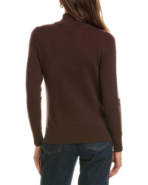 InCashmere Brown Basic Mock Neck 100% Cashmere Sweater