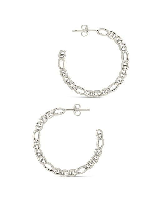 Sterling Forever White Rhodium Plated Rylan Hoops