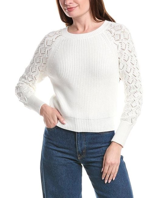Isla White Daniela Pointelle Sleeve Top