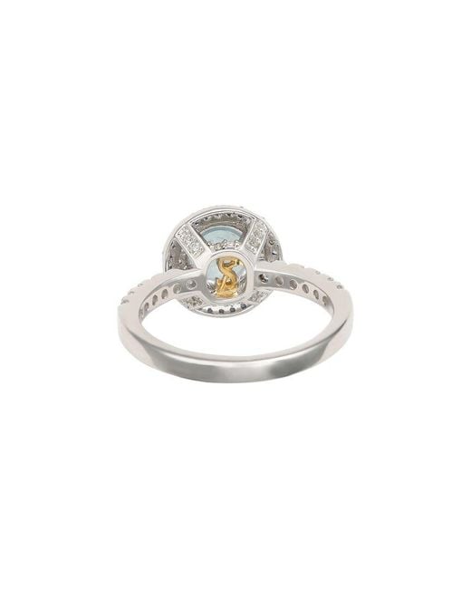 Suzy Levian Blue Silver 0.02 Ct. Tw. Diamond & Gemstone Double Halo Ring