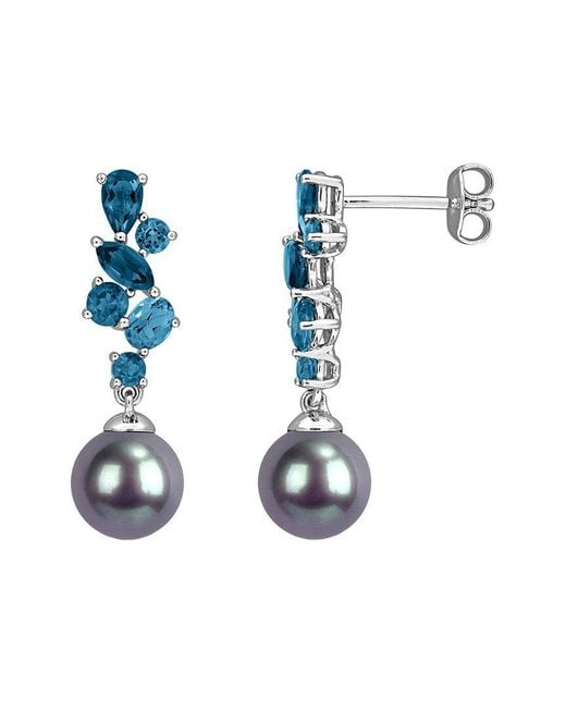 Rina Limor White 1.98 Ct. Tw. Gemstone & 8-8.5Mm Pearl Earrings