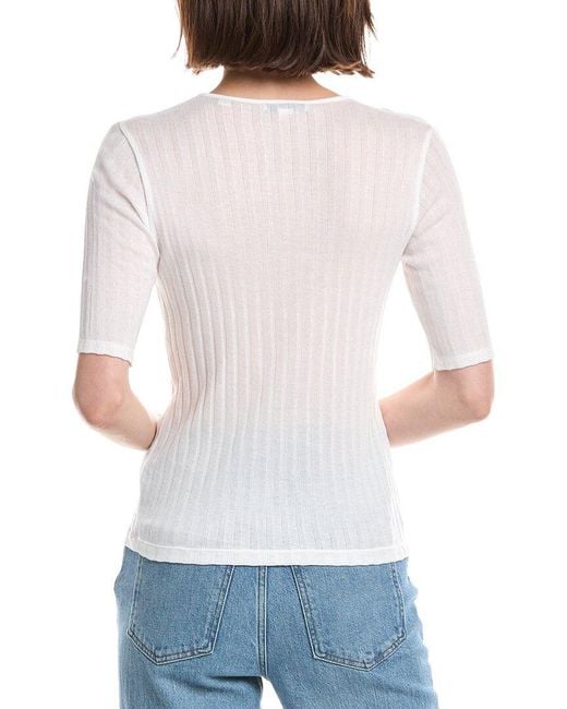 Vince White Ribbed Mock Neck Top