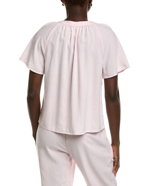 Bella Dahl White Flowy Short Sleeve Pullover