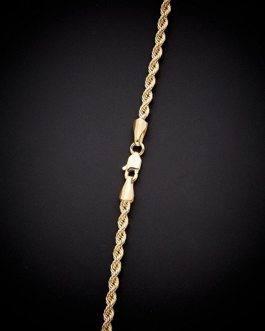 Italian Gold Black 14k Hollow Rope Chain Necklace
