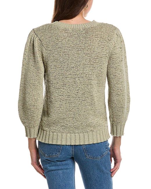 Design History Blue Elbow Puff Sleeve Pullover