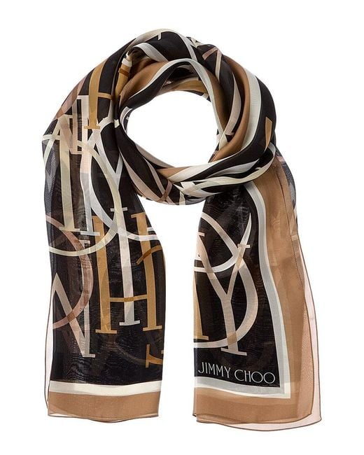 Jimmy Choo Black Silk Scarf