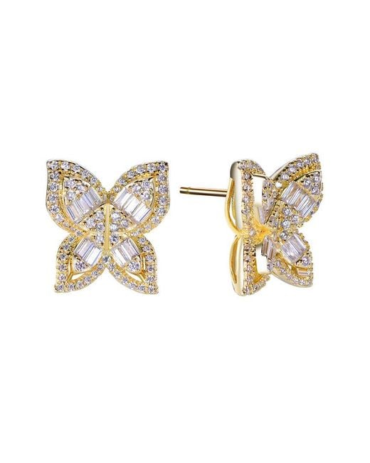 Suzy Levian CZ Jewelry Metallic Suzy Levian Cz Multi-Cut Butterfly Earrings
