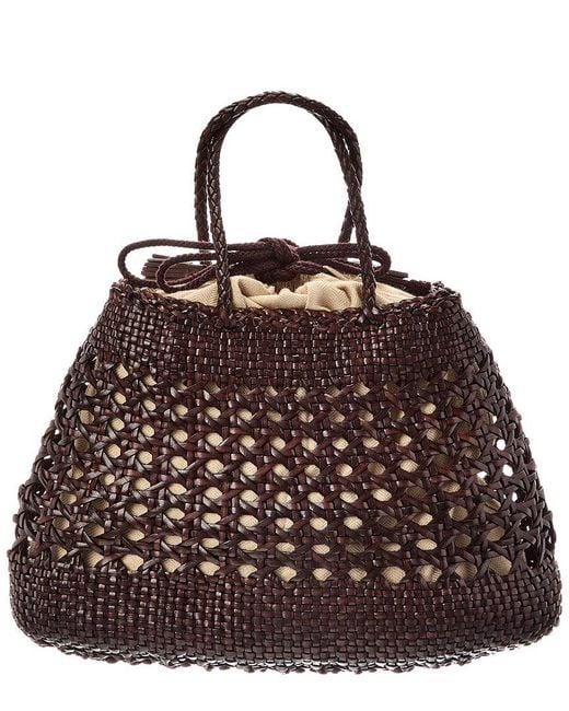 Dragon Diffusion Brown Santa Cano Leather Top Handle Bag