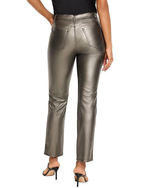 NIC+ZOE Gray Daytrip Metallic Faux Leather Pant