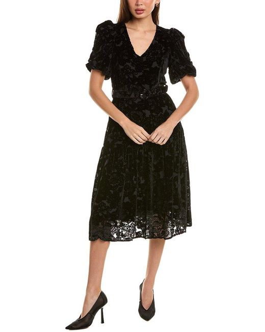 Hale Bob Velvet Burnout Silk Blend Midi Dress in Black Lyst UK