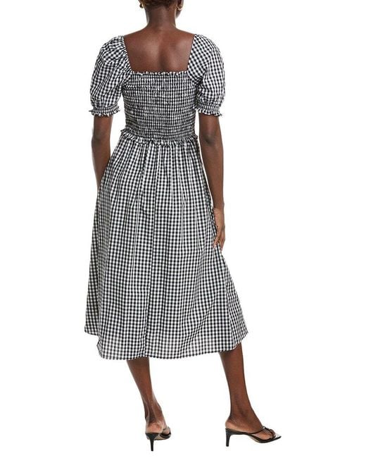 Ellen Tracy Gray Poplin Square Neck Midi Dress