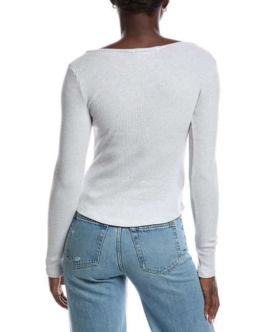 Project Social T White Kieran Notch Neck Rib Top