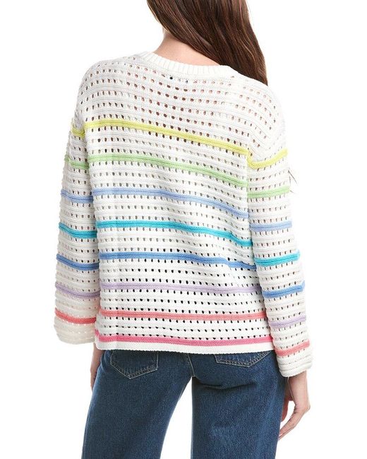 Isla White Effie Pointelle Stripe Beach Top