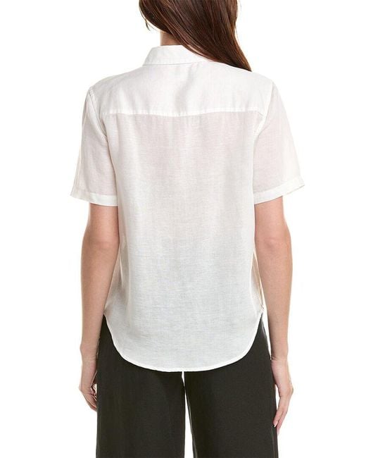 Onia White Air Linen-Blend Short Sleeve Shirt