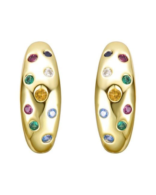 Genevive Jewelry Metallic Rachel Glauber 14K Plated Cz Hoop Earrings