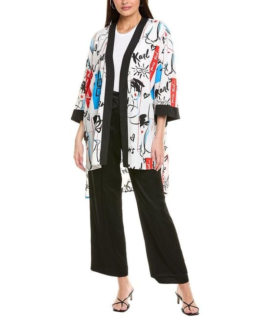 Karl Lagerfeld White Printed Kimono