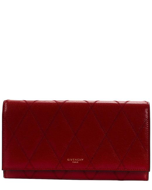 Givenchy Red Leather Gv3 Flap Wallet (Authentic Pre-Owned)