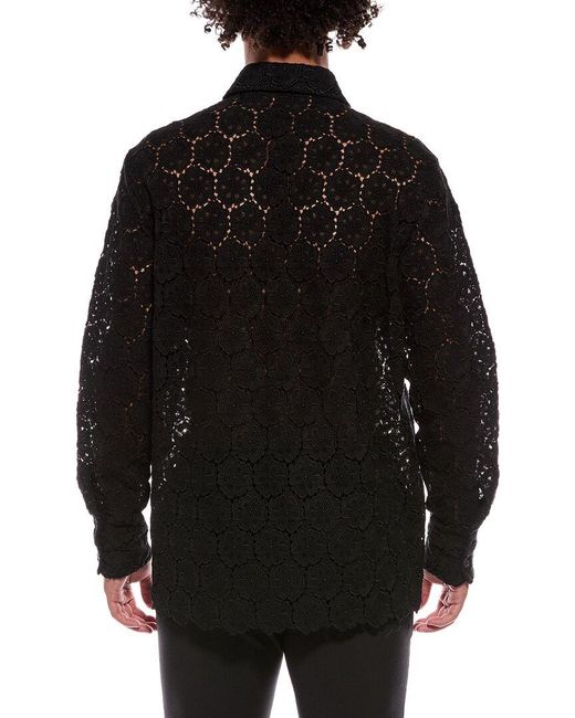 Valentino Black Embroidered Lace Shirt for men