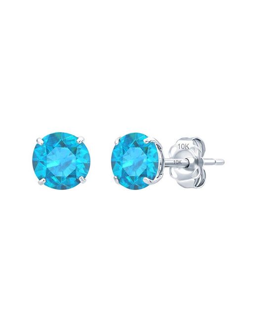 MaxColor Blue 14K 1.80 Ct. Tw. Swiss Topaz Stud Earrings