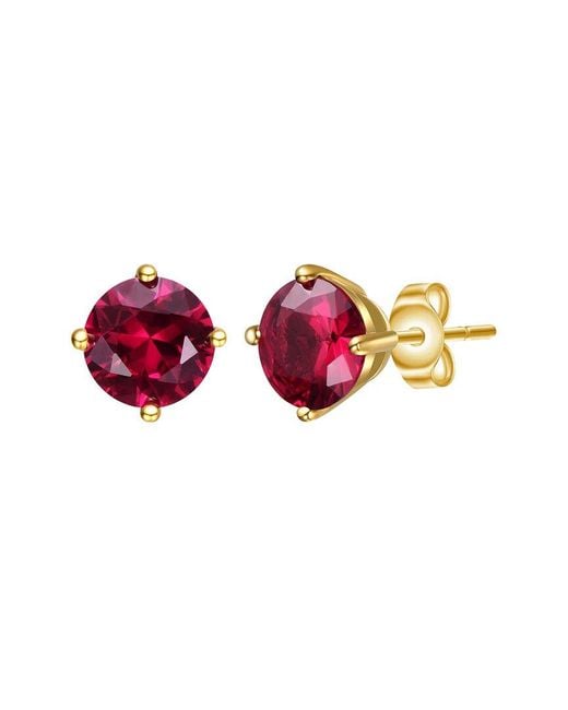 Rachel Glauber Red 14k Plated Cz Studs