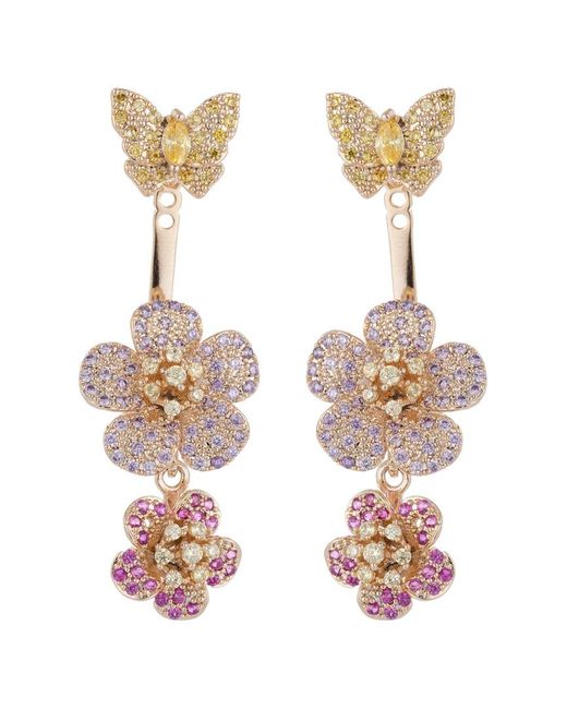 Eye Candy LA White Luxe Collection 18k Plated Cz Rose Drop Earrings